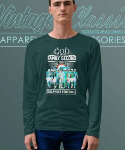 Miami Dolphins Football Team Players Signatures Shirt God First Family Second Then Long Sleeve Tee