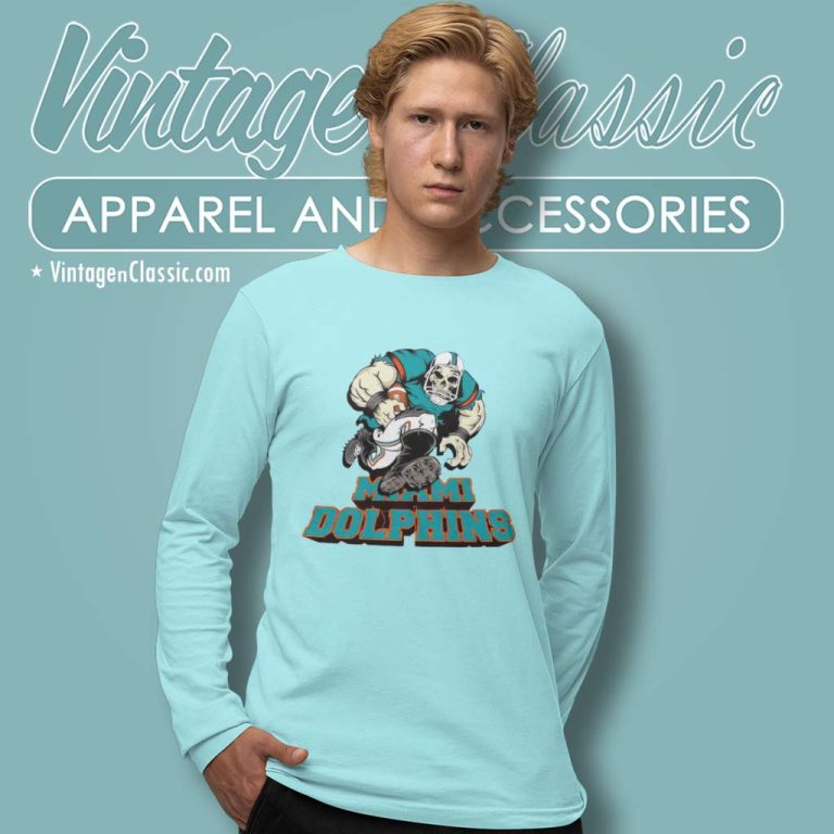 Miami Dolphins Football Troll Zombie Player Cartoon Long Sleeve Tee Miami Dolphins Football Troll Zombie Player Cartoon Long Sleeve Tee