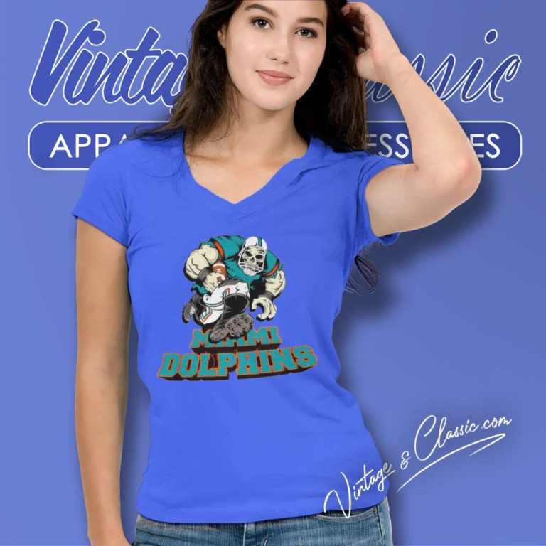 Miami Dolphins Football Troll Zombie Player Cartoon V Neck TShirt Miami Dolphins Football Troll Zombie Player Cartoon V Neck TShirt