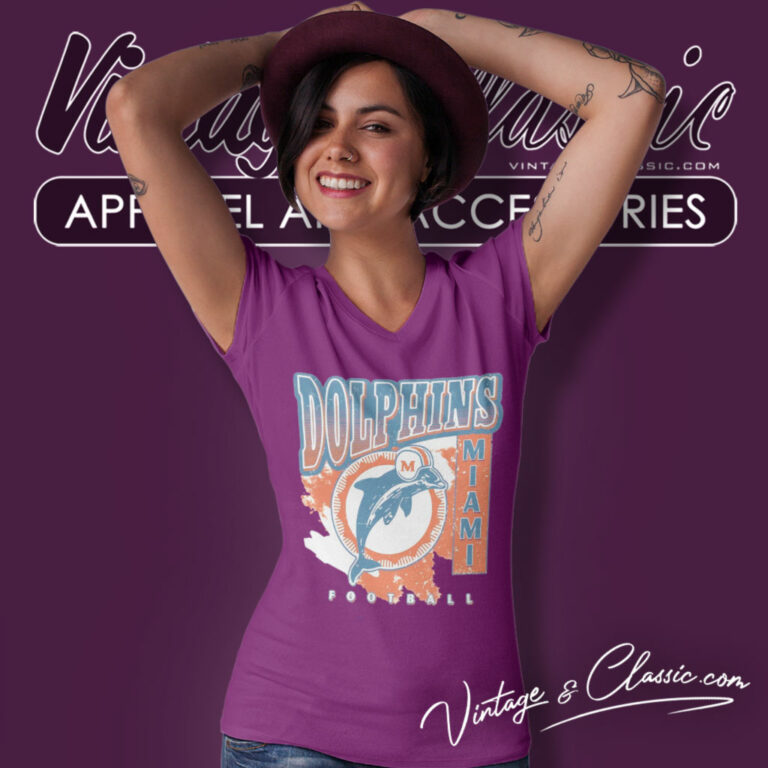 Miami Dolphins Football Vintage V Neck TShirt Miami Dolphins Football Vintage V Neck TShirt