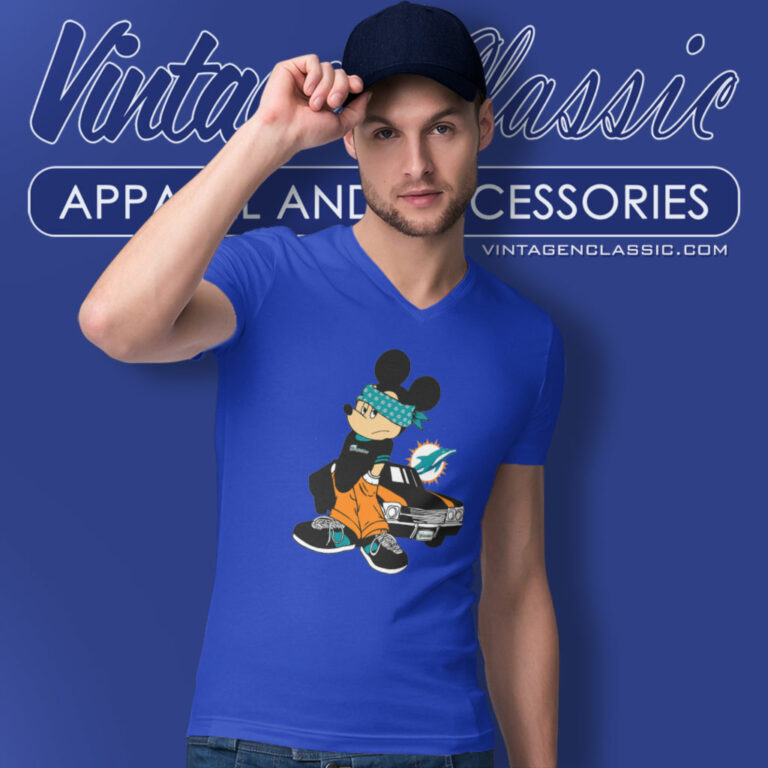 Miami Dolphins Gangster Mickey V Neck TShirt Miami Dolphins Gangster Mickey V Neck TShirt