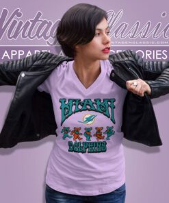 Miami Dolphins Grateful Dead Dancing Bears V Neck TShirt