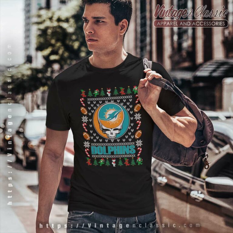 Miami Dolphins Grateful Dead Ugly Christmas T Shirt Miami Dolphins Grateful Dead Ugly Christmas T Shirt