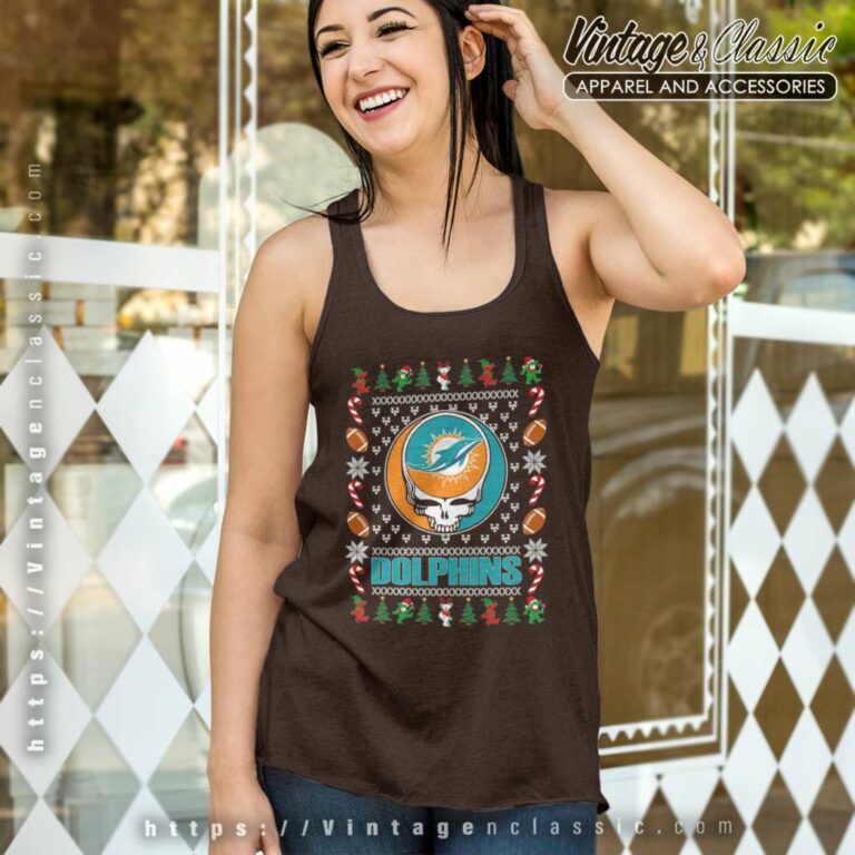 Miami Dolphins Grateful Dead Ugly Christmas Tank Top Racerback Miami Dolphins Grateful Dead Ugly Christmas Tank Top Racerback
