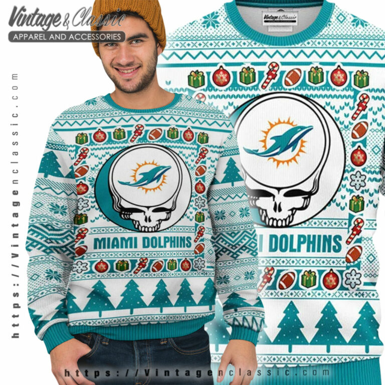 Miami Dolphins Grateful Dead Ugly Sweater Ugly Sweater Miami Dolphins Grateful Dead Ugly Sweater Ugly Sweater