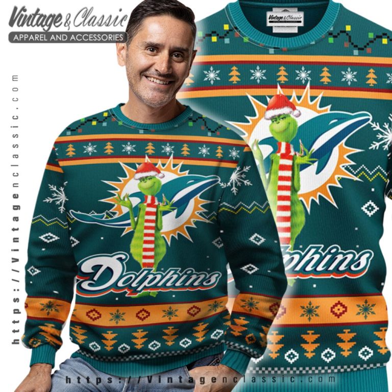 Miami Dolphins Grinch Ugly Christmas Sweater Men Ugly Sweater Miami Dolphins Grinch Ugly Christmas Sweater Men Ugly Sweater