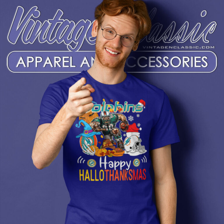 Miami Dolphins Happy Hallothanksmas T Shirt Miami Dolphins Happy Hallothanksmas T Shirt