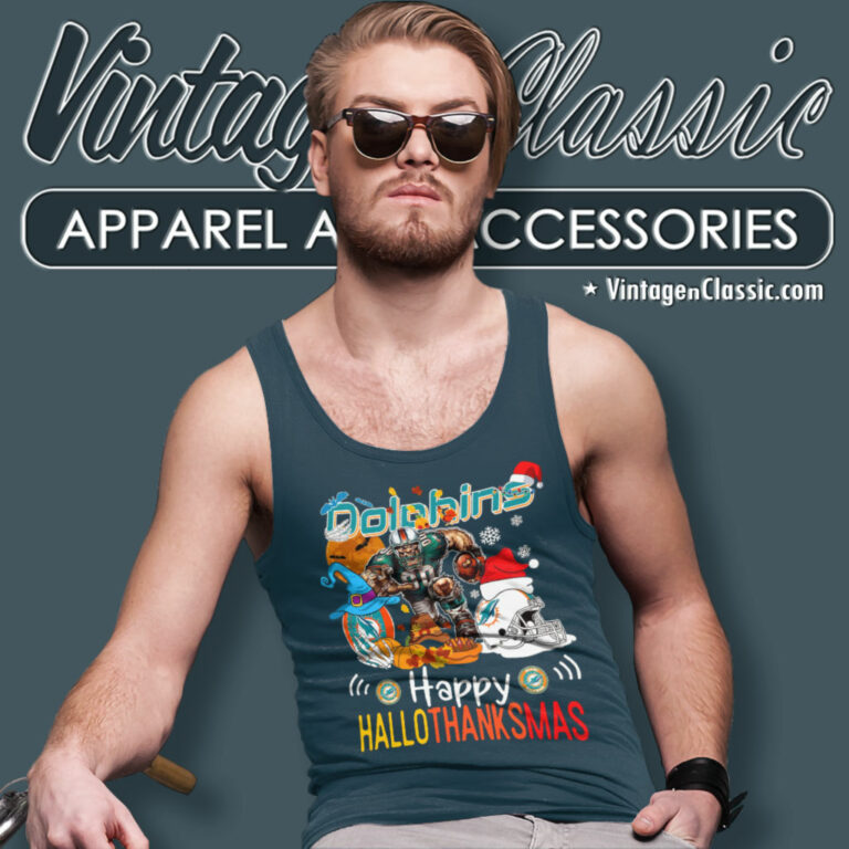 Miami Dolphins Happy Hallothanksmas Tank Top Racerback Miami Dolphins Happy Hallothanksmas Tank Top Racerback