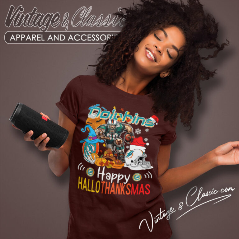 Miami Dolphins Happy Hallothanksmas Women T Shirt Miami Dolphins Happy Hallothanksmas Women T Shirt