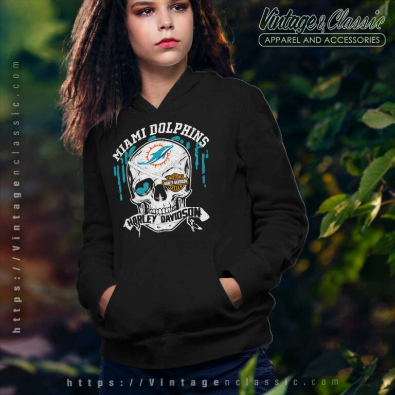 Miami Dolphins Harley Davidson Skull Hoodie Miami Dolphins Harley Davidson Skull Hoodie