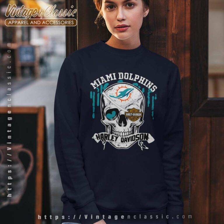 Miami Dolphins Harley Davidson Skull Sweatshirt Miami Dolphins Harley Davidson Skull Sweatshirt