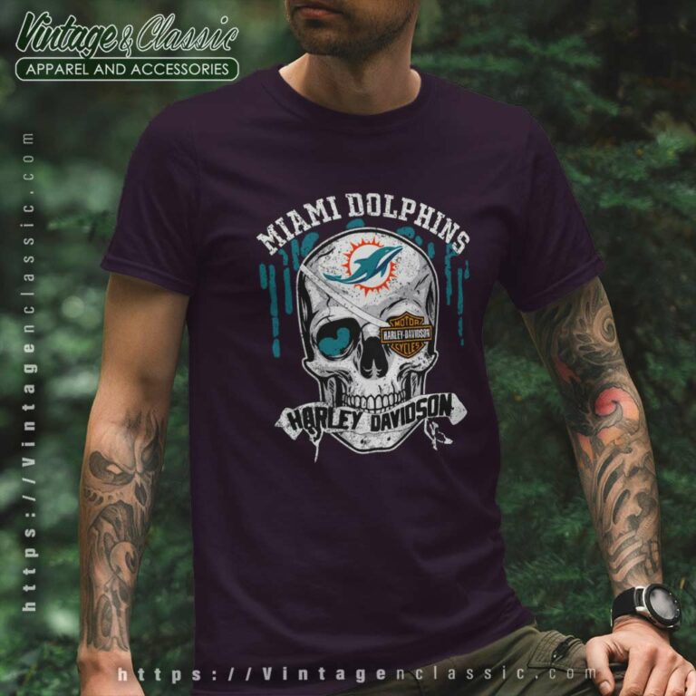 Miami Dolphins Harley Davidson Skull T Shirt Miami Dolphins Harley Davidson Skull T Shirt
