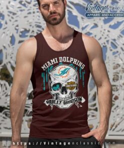 Miami Dolphins Harley Davidson Skull Tank Top Racerback