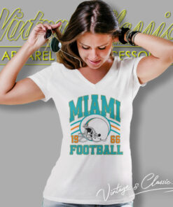 Miami Dolphins Helmet 1966 Vintage V Neck TShirt