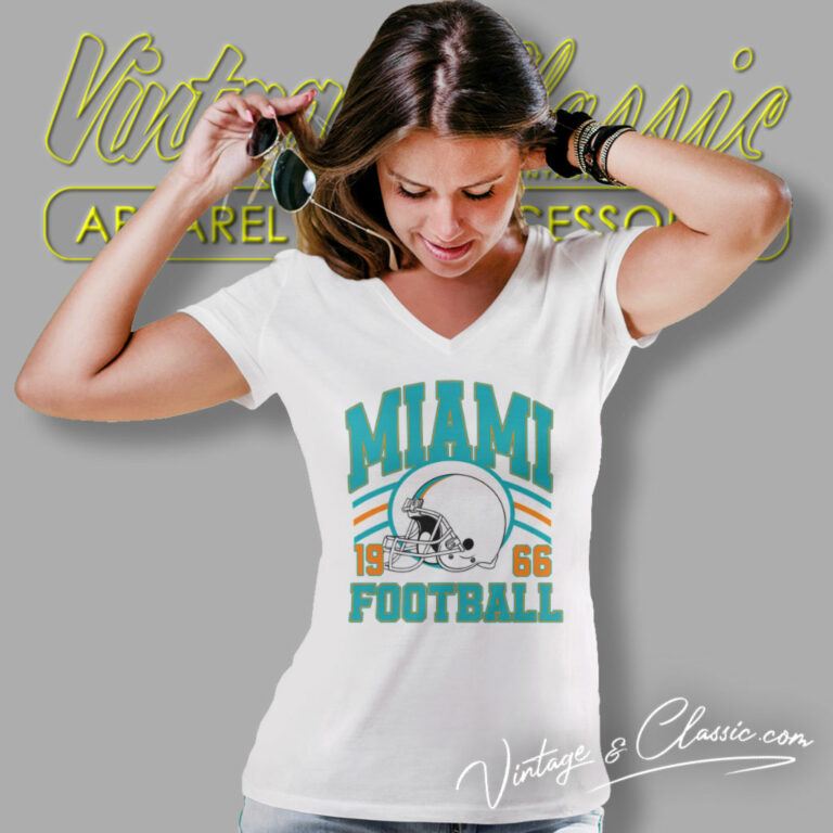 Miami Dolphins Helmet 1966 Vintage V Neck TShirt Miami Dolphins Helmet 1966 Vintage V Neck TShirt
