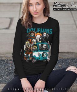 Miami Dolphins Horror Movies Characters Halloween Shirt Long Sleeve Tee