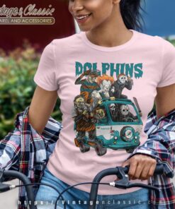 Miami Dolphins Horror Movies Characters Halloween Shirt Women T shirt