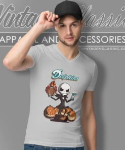 Miami Dolphins Jack Skellington Halloween V Neck TShirt