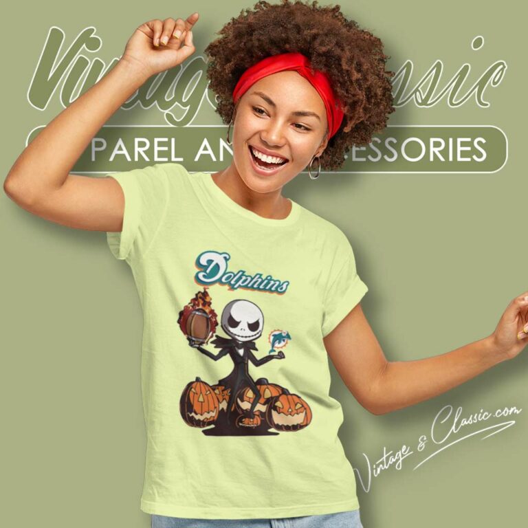 Miami Dolphins Jack Skellington Halloween Women TShirt Miami Dolphins Jack Skellington Halloween Women TShirt