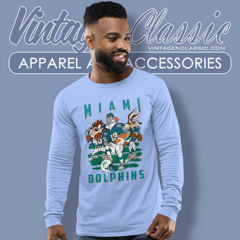 Miami Dolphins Looney Tunes 90s Long Sleeve Tee Miami Dolphins Looney Tunes 90s Long Sleeve Tee