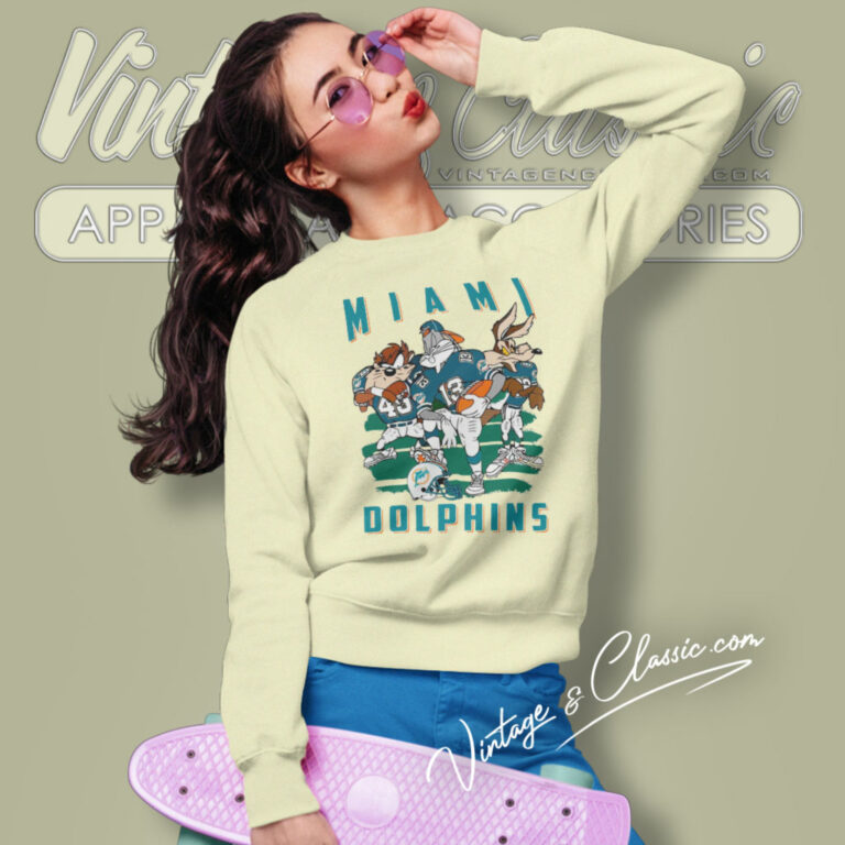 Miami Dolphins Looney Tunes 90s Sweatshirt Miami Dolphins Looney Tunes 90s Sweatshirt