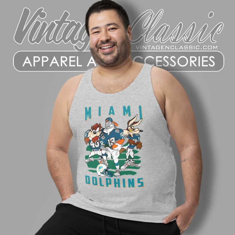 Miami Dolphins Looney Tunes 90s Tank Top Racerback Miami Dolphins Looney Tunes 90s Tank Top Racerback