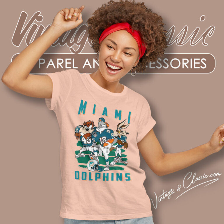 Miami Dolphins Looney Tunes 90s Women T Shirt Miami Dolphins Looney Tunes 90s Women T Shirt