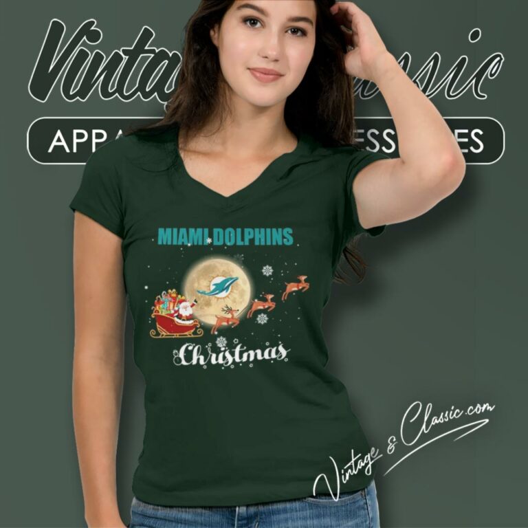 Miami Dolphins Merry Christmas V Neck TShirt Miami Dolphins Merry Christmas V Neck TShirt