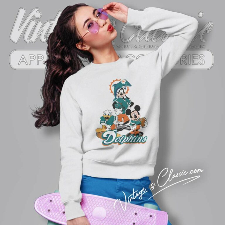 Miami Dolphins Mickey Mouse Donald Duck Goofy Sweatshirt Miami Dolphins Mickey Mouse Donald Duck Goofy Sweatshirt