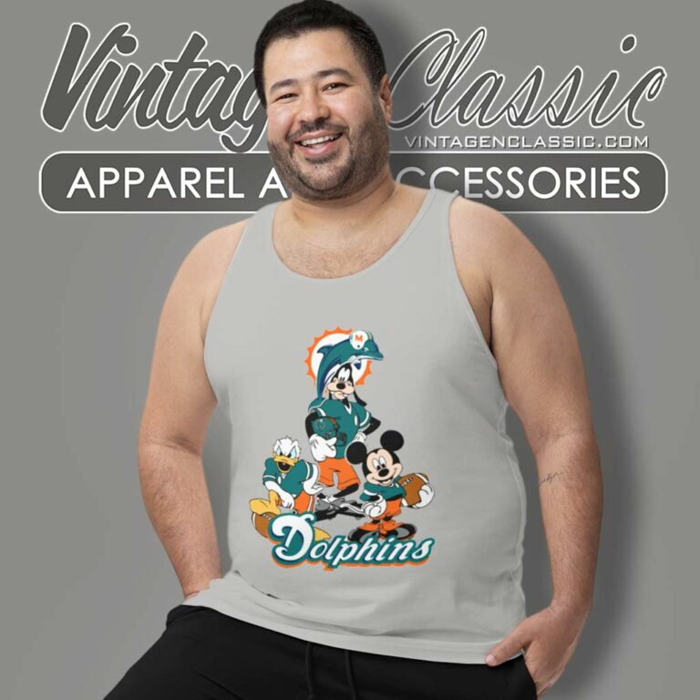 Miami Dolphins Mickey Mouse Donald Duck Goofy Tank Top Racerback Miami Dolphins Mickey Mouse Donald Duck Goofy Tank Top Racerback
