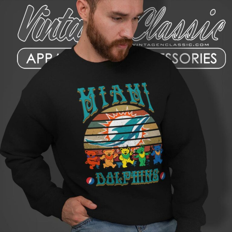 Miami Dolphins Nfl Grateful Dancing Bears Retro Sweatshirt Miami Dolphins Nfl Grateful Dancing Bears Retro Sweatshirt