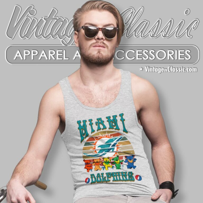Miami Dolphins Nfl Grateful Dancing Bears Retro Tank Top Racerback Miami Dolphins Nfl Grateful Dancing Bears Retro Tank Top Racerback