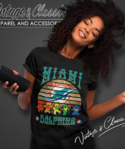 Miami Dolphins Nfl Grateful Dancing Bears Retro Women T Shirt