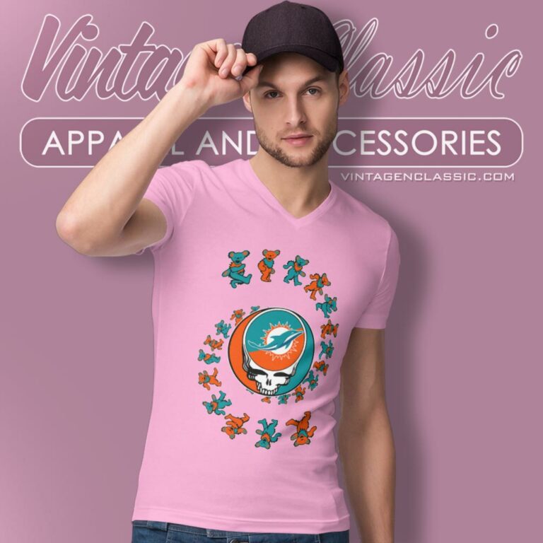 Miami Dolphins Nfl Grateful Dancing Bears V Neck TShirt Miami Dolphins Nfl Grateful Dancing Bears V Neck TShirt