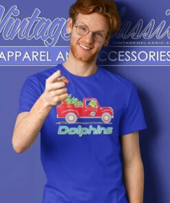 Miami Dolphins Santa Grinch Driving Truck Christmas T Shirt