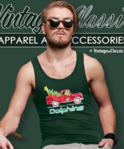 Miami Dolphins Santa Grinch Driving Truck Christmas Tank Top Racerback
