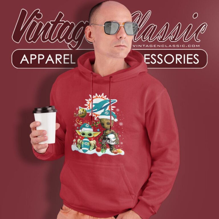 Miami Dolphins Shirt Baby Yoda And Groot Santa Christmas Hoodie Miami Dolphins Shirt Baby Yoda And Groot Santa Christmas Hoodie