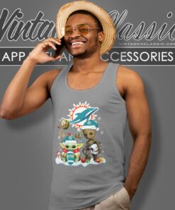 Miami Dolphins Shirt Baby Yoda And Groot Santa Christmas 4 Miami Dolphins Shirt Baby Yoda And Groot Santa Christmas Tank Top Racerback