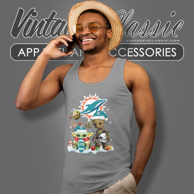 Miami Dolphins Shirt Baby Yoda And Groot Santa Christmas Tank Top Racerback Miami Dolphins Shirt Baby Yoda And Groot Santa Christmas Tank Top Racerback