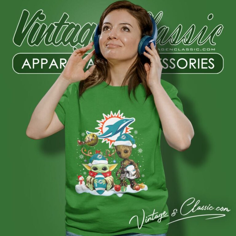Miami Dolphins Shirt Baby Yoda And Groot Santa Christmas Women T Shirt Miami Dolphins Shirt Baby Yoda And Groot Santa Christmas Women T Shirt