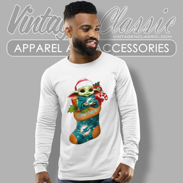 Miami Dolphins Shirt Baby Yoda Hug Ornament Merry Christmas Long Sleeve Tee Miami Dolphins Shirt Baby Yoda Hug Ornament Merry Christmas Long Sleeve Tee