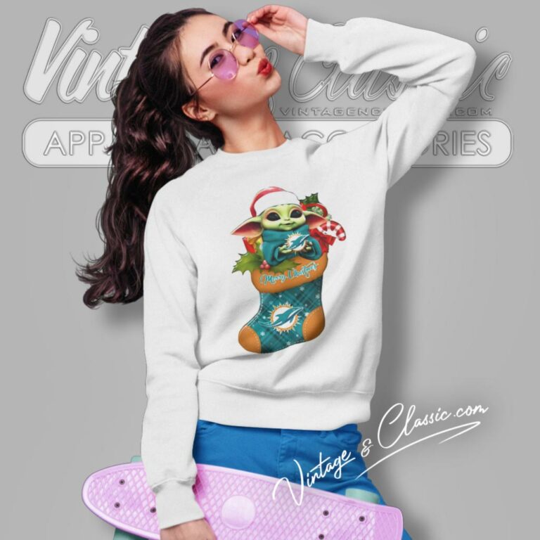 Miami Dolphins Shirt Baby Yoda Hug Ornament Merry Christmas Sweatshirt Miami Dolphins Shirt Baby Yoda Hug Ornament Merry Christmas Sweatshirt