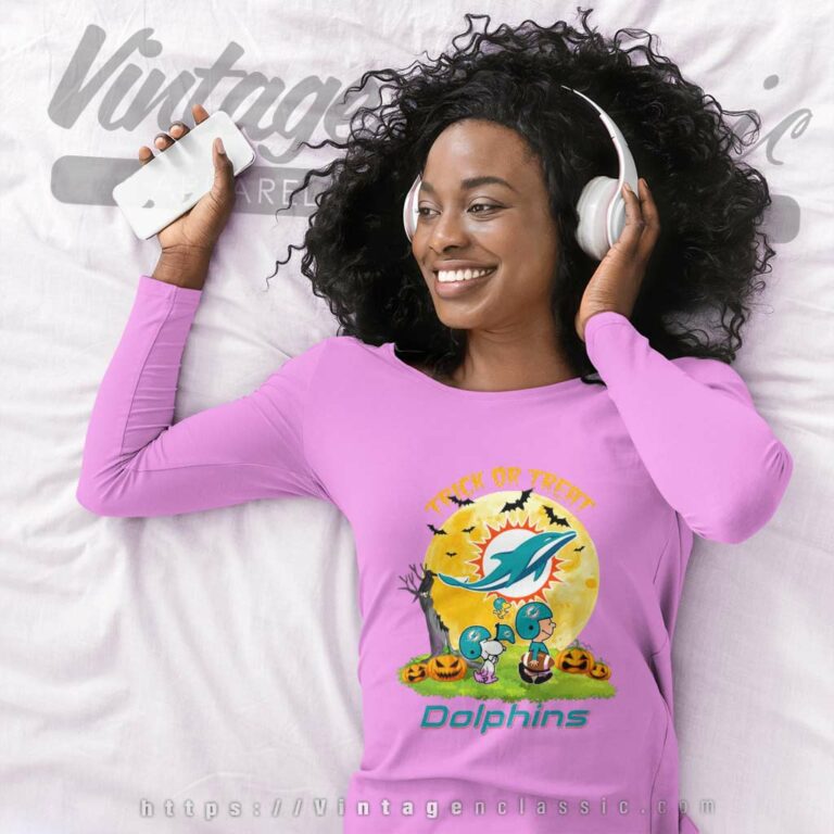 Miami Dolphins Shirt Snoopy Trick Or Treat Halloween Long Sleeve Tee Miami Dolphins Shirt Snoopy Trick Or Treat Halloween Long Sleeve Tee