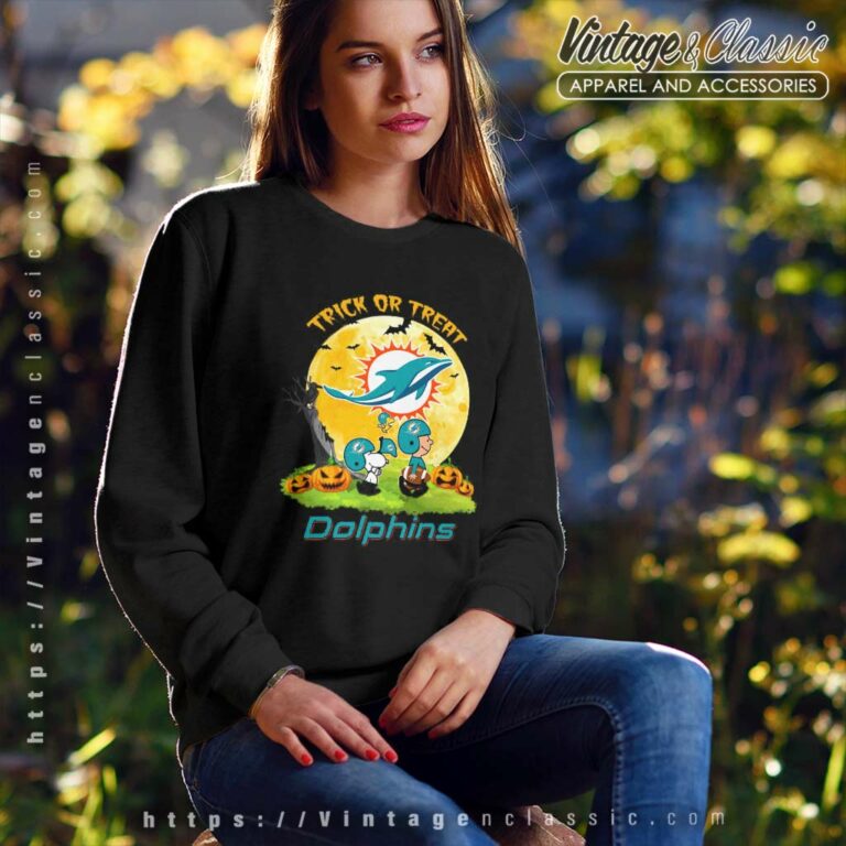 Miami Dolphins Shirt Snoopy Trick Or Treat Halloween Sweatshirt Miami Dolphins Shirt Snoopy Trick Or Treat Halloween Sweatshirt