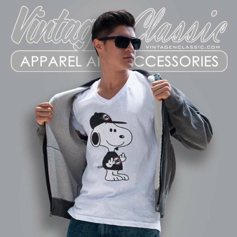 Miami Dolphins Snoopy Double Middle Fingers V Neck TShirt Miami Dolphins Snoopy Double Middle Fingers V Neck TShirt