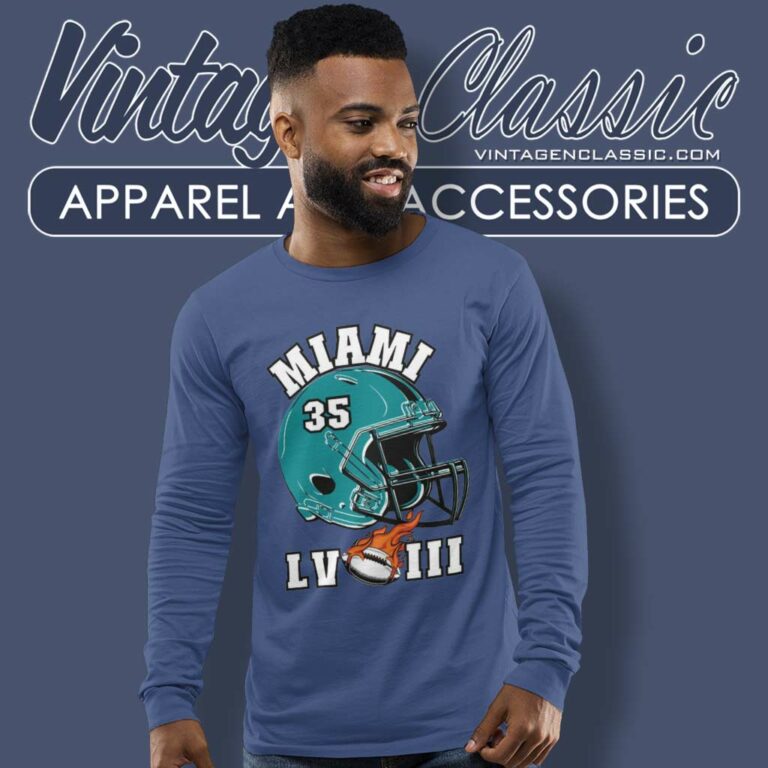 Miami Dolphins Super Bowl Lviii Helmet Long Sleeve Tee Miami Dolphins Super Bowl Lviii Helmet Long Sleeve Tee