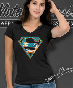Miami Dolphins Superman Logo V Neck TShirt