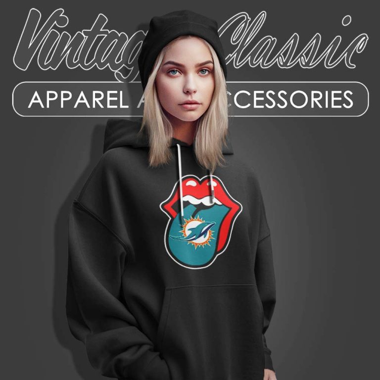 Miami Dolphins The Rolling Stones Logo Hoodie Miami Dolphins The Rolling Stones Logo Hoodie