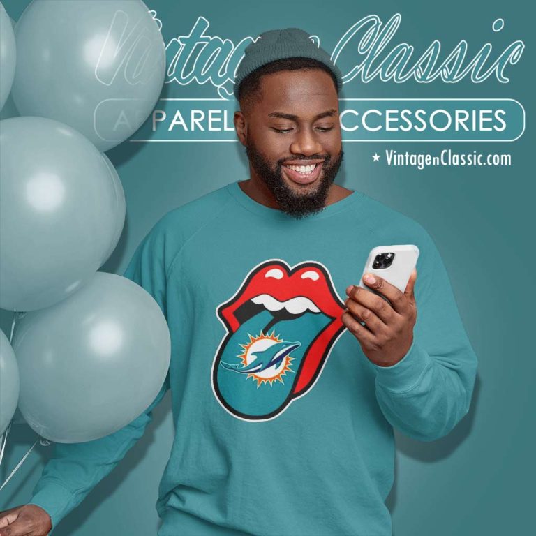 Miami Dolphins The Rolling Stones Logo Sweatshirt Miami Dolphins The Rolling Stones Logo Sweatshirt