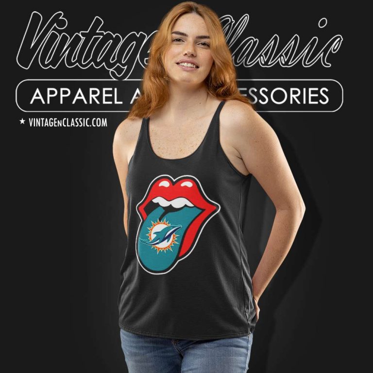 Miami Dolphins The Rolling Stones Logo Tank Top Racerback Miami Dolphins The Rolling Stones Logo Tank Top Racerback